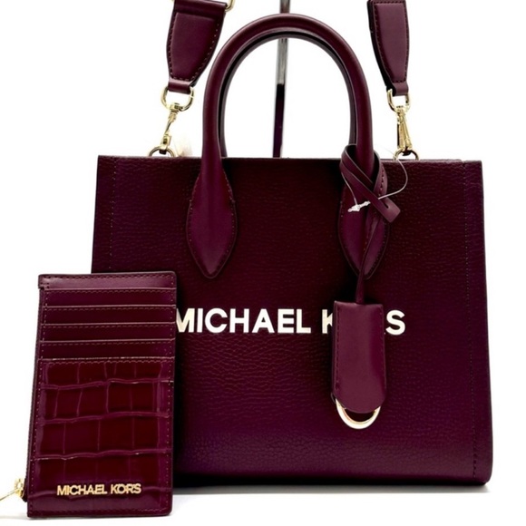 Michael Kors Handbags - Michael Kors Mirella Small Crossbody Bag & Matching Card Case Wallet Ox Blood